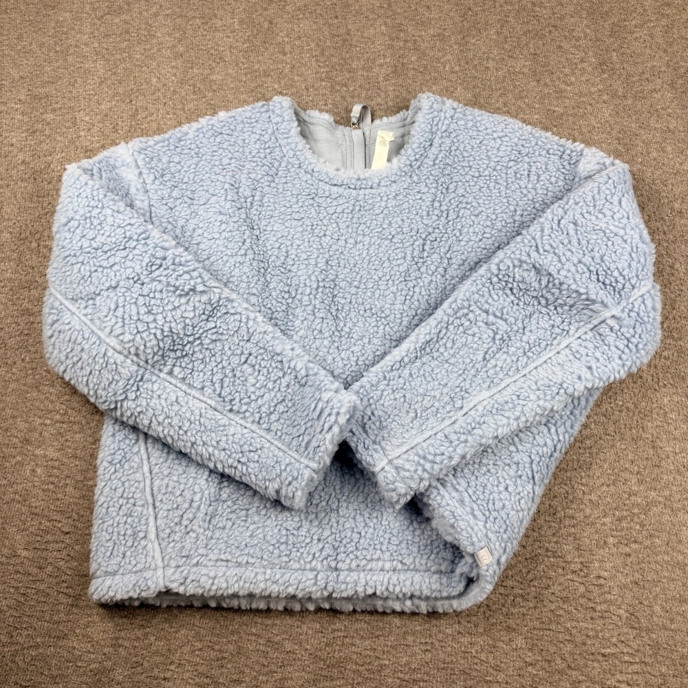 Lululemon Sherpa‎ Fleece Wool Blend Women's Size 4 Back Zip Pullover Blue